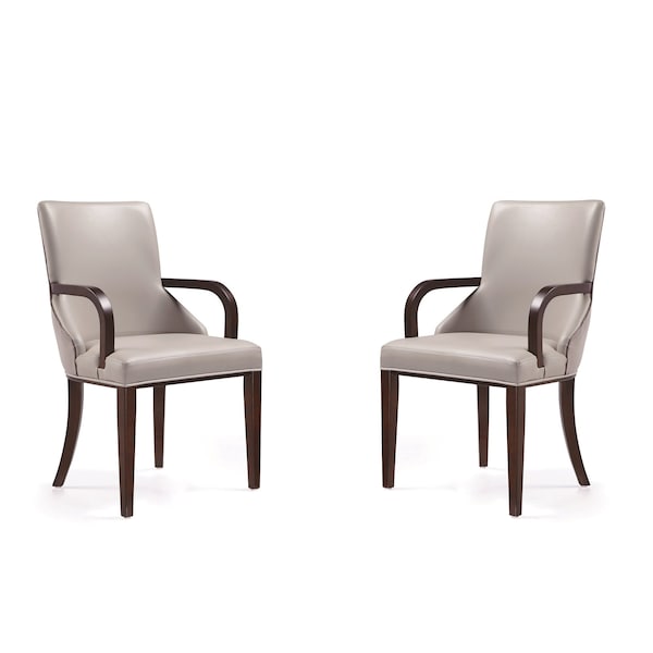 Manhattan Comfort Shubert Faux Leather and Velvet Dining Armchair in Light Grey - Set of 2 2-DC055AR-LG - main